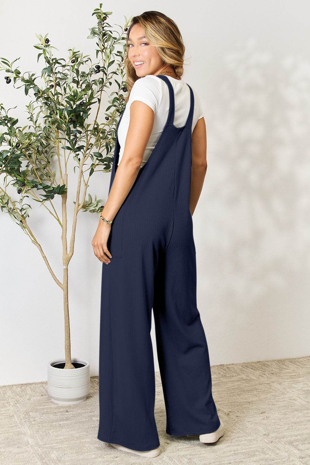 Double Take Full Size Wide Strap Overall with Pockets - Delanoir