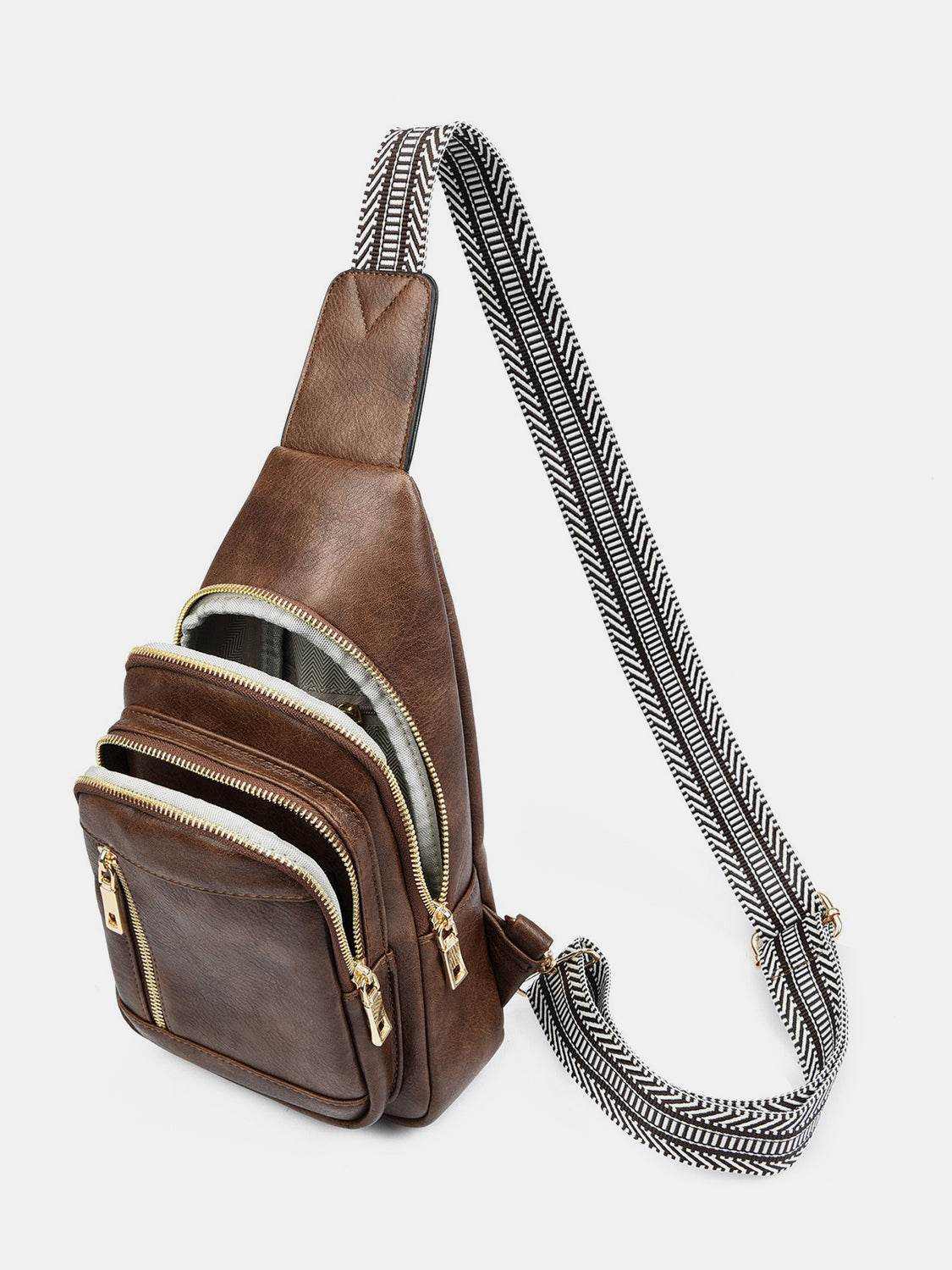 PU Leather Adjustable Strap Crossbody Bag - Delanoir