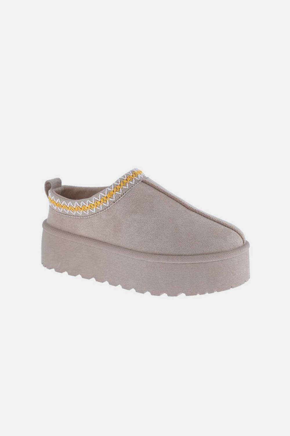 Weeboo Platform Embroidered Trim Slip-On Boots - Delanoir