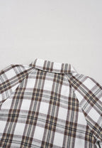 Full Size Plaid Collared Neck Balloon Sleeve Mini Shirt Dress - Delanoir