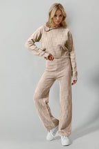 Double Take Full Size Checkered Round Neck Top and Pants Set - Delanoir