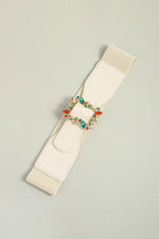 Multicolored Leaf Buckle Elastic Belt - Delanoir