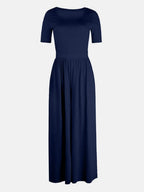 Scoop Neck Short Sleeve Jumpsuit - Delanoir