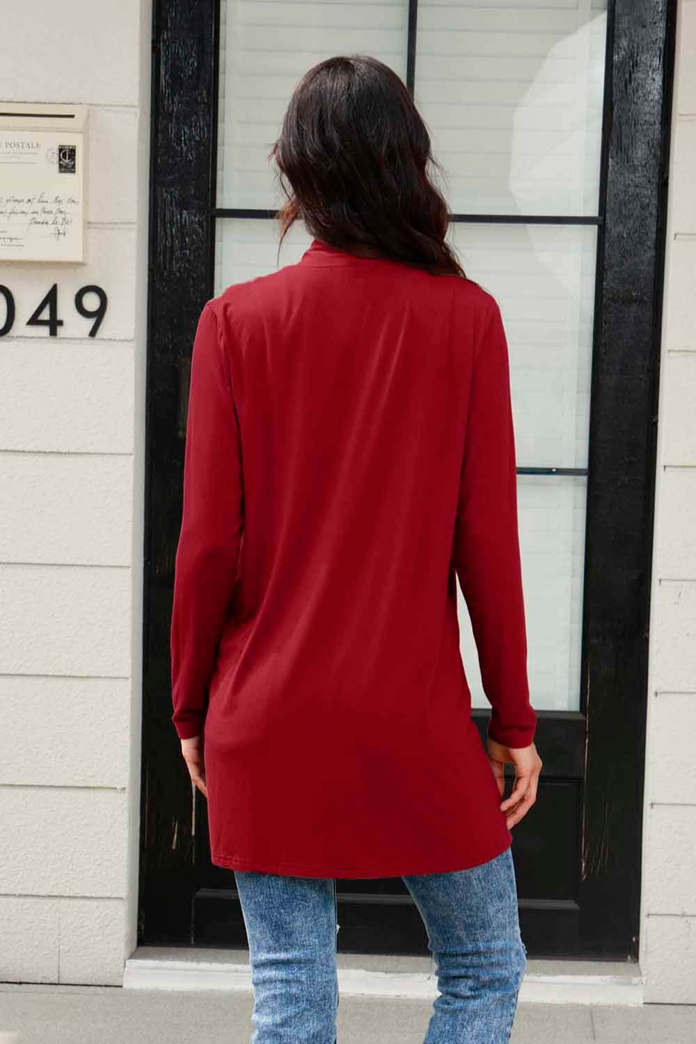 Basic Bae Full Size Open Front Long Sleeve Cardigan with Pockets - Delanoir