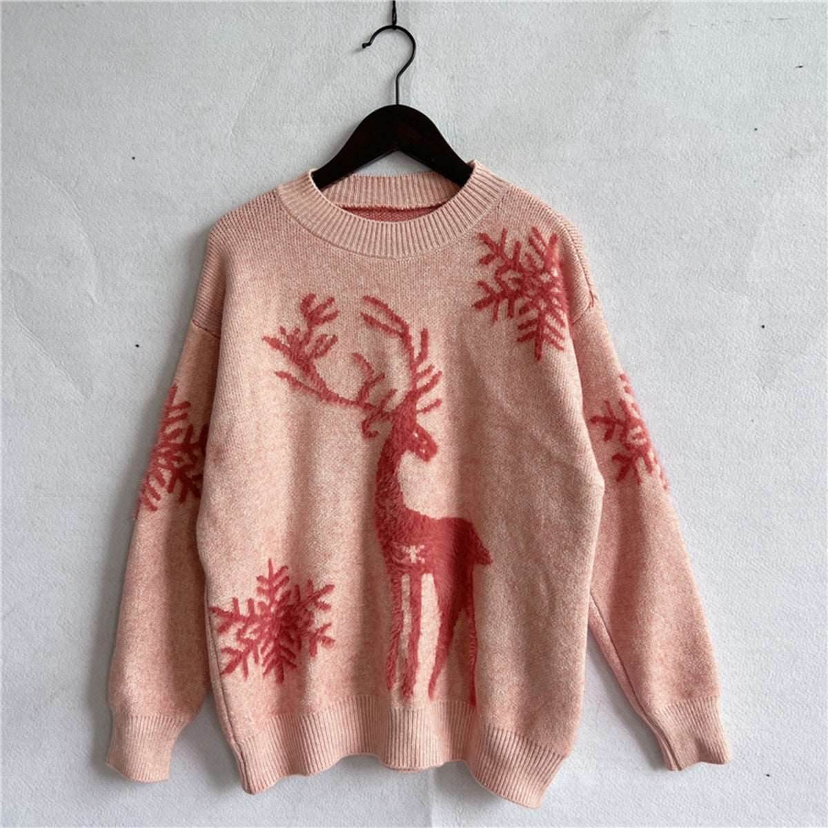 Reindeer and Snowflake Pattern Sweater - Delanoir