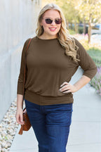 Basic Bae Full Size Round Neck Batwing Sleeve Top - Delanoir