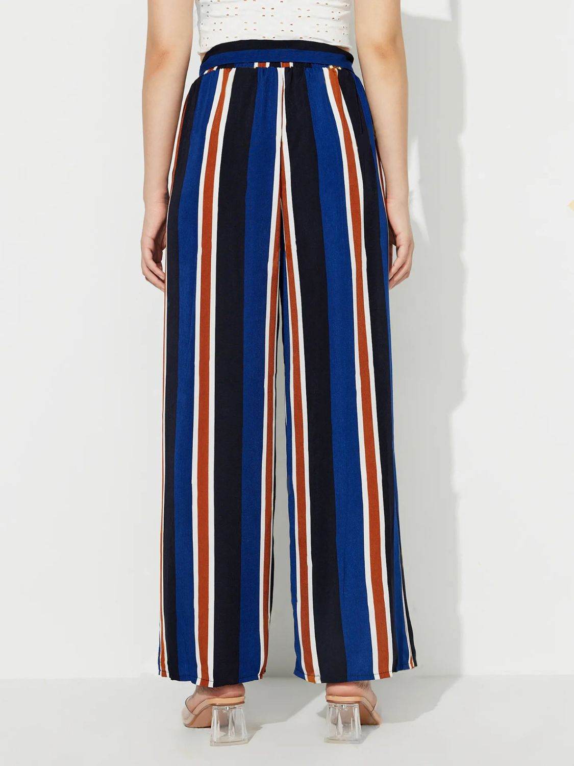 Side Slit Contrast Wide Leg Pants - Delanoir