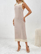 Round Neck Sleeve Midi Knit Dress - Delanoir