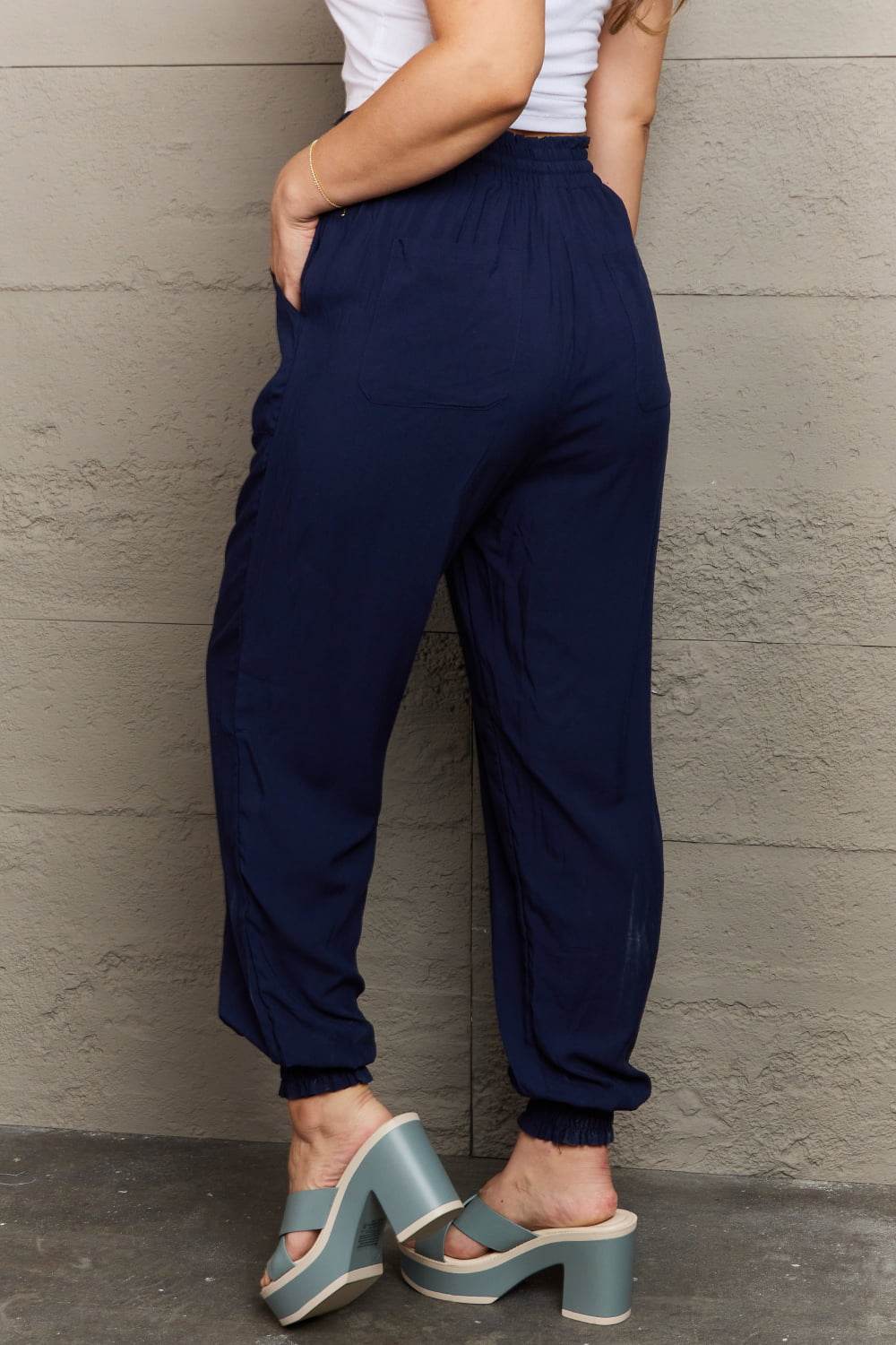 Tied Long Joggers with Pockets - Delanoir