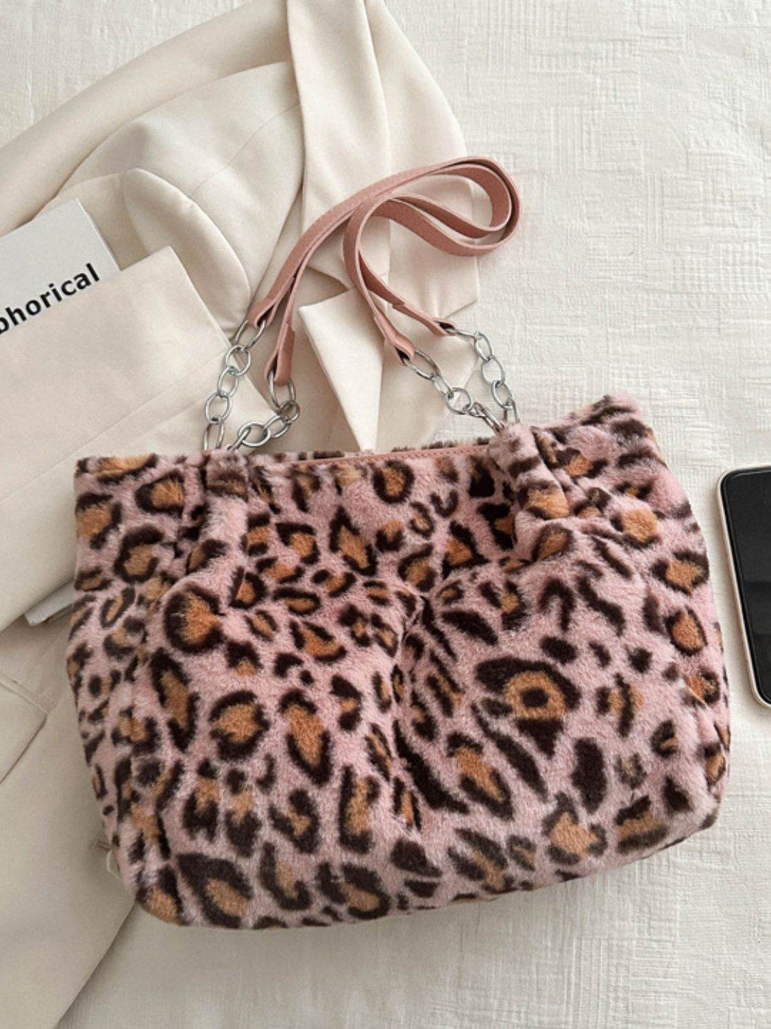 Faux Fur Leopard Shoulder Bag - Delanoir