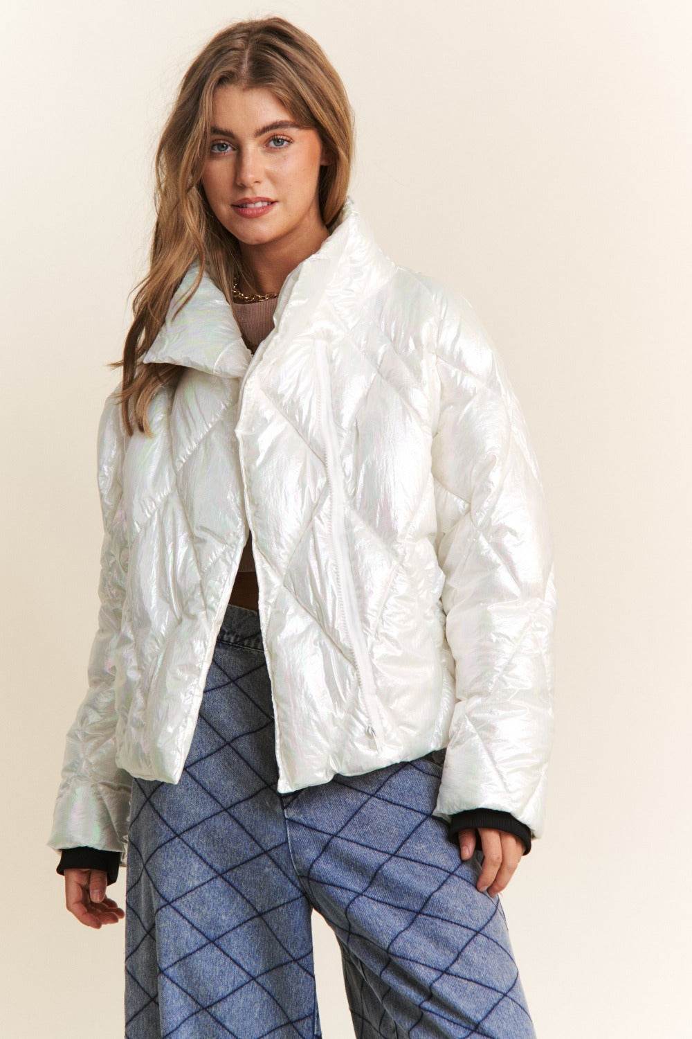 J.NNA Quilted Mock Neck Puffer Jacket - Delanoir