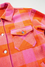 Plaid Collared Neck Button Up Jacket - Delanoir