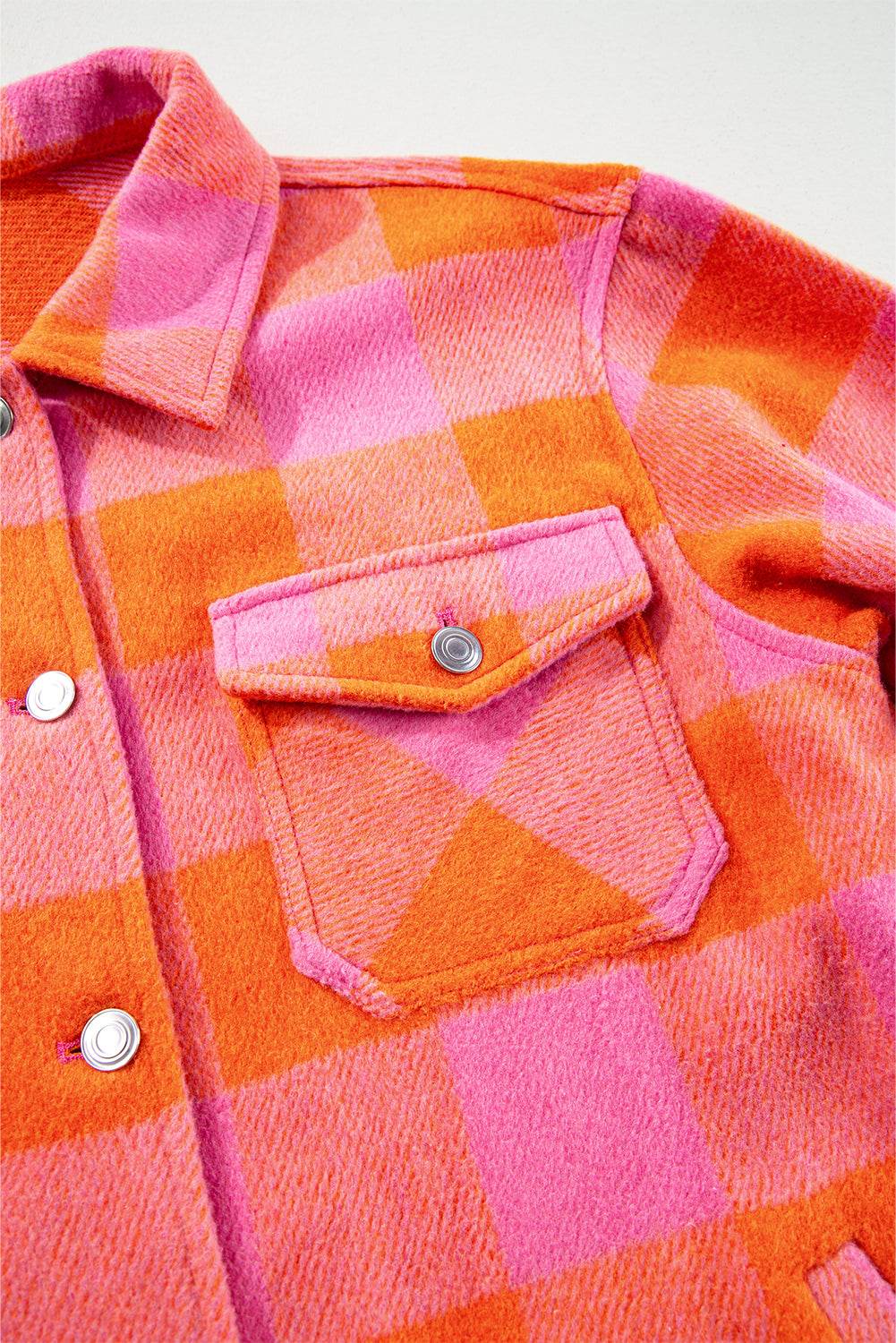 Plaid Collared Neck Button Up Jacket - Delanoir
