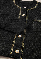 Round Neck Button Up Long Sleeve Cardigan - Delanoir