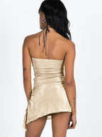 Slit Drawstring Sleeveless Wrap Dress - Delanoir