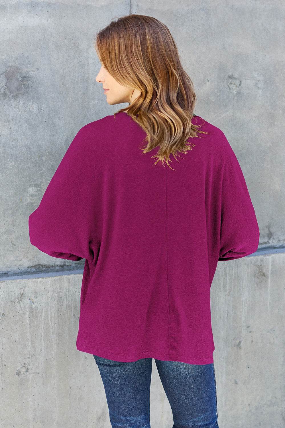 Double Take Full Size Round Neck Long Sleeve T-Shirt - Delanoir