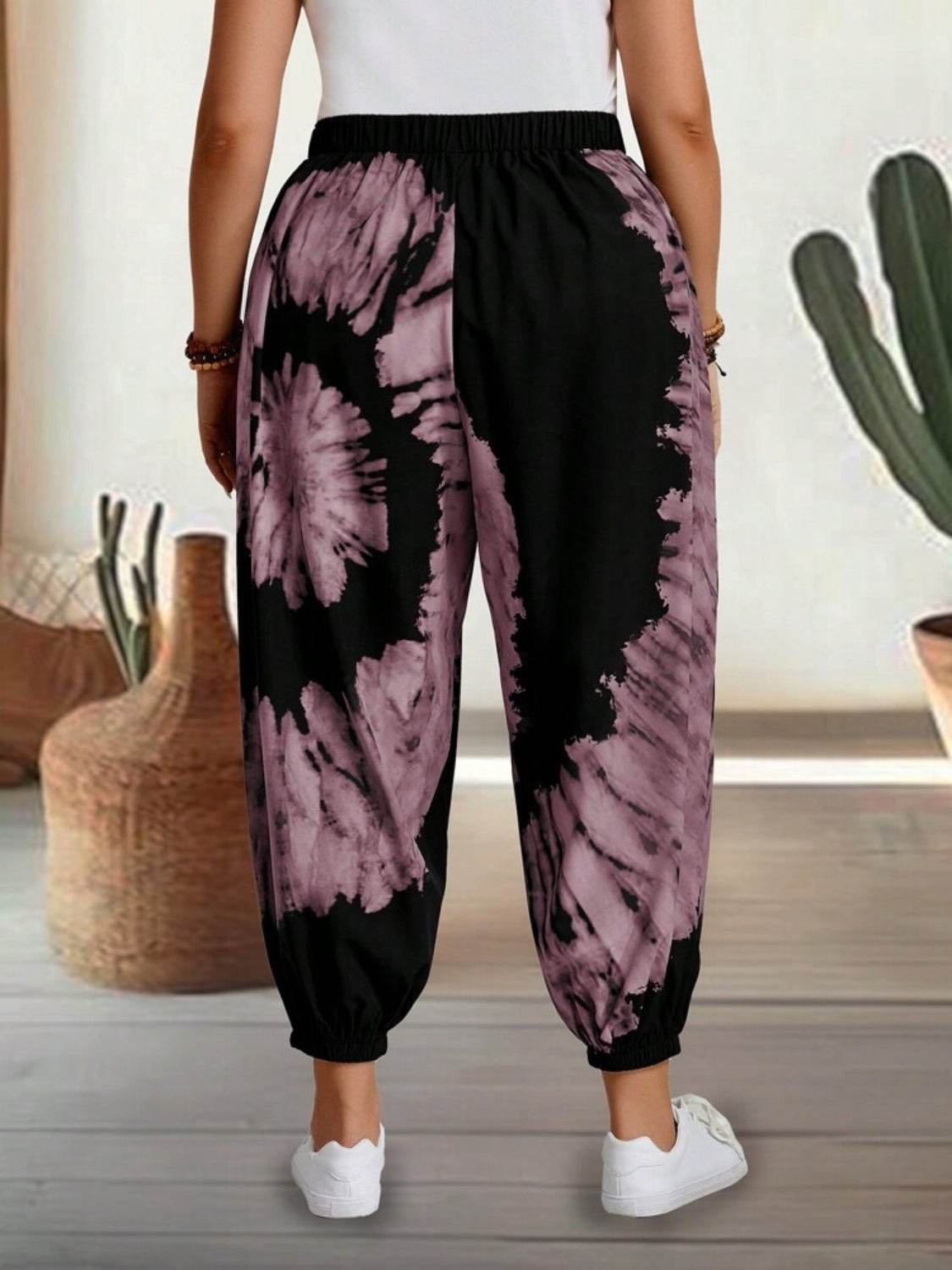 Tie-Dye Elastic Waist Pants - Delanoir