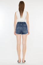 Kancan Raw Hem Button Fly Denim Shorts - Delanoir