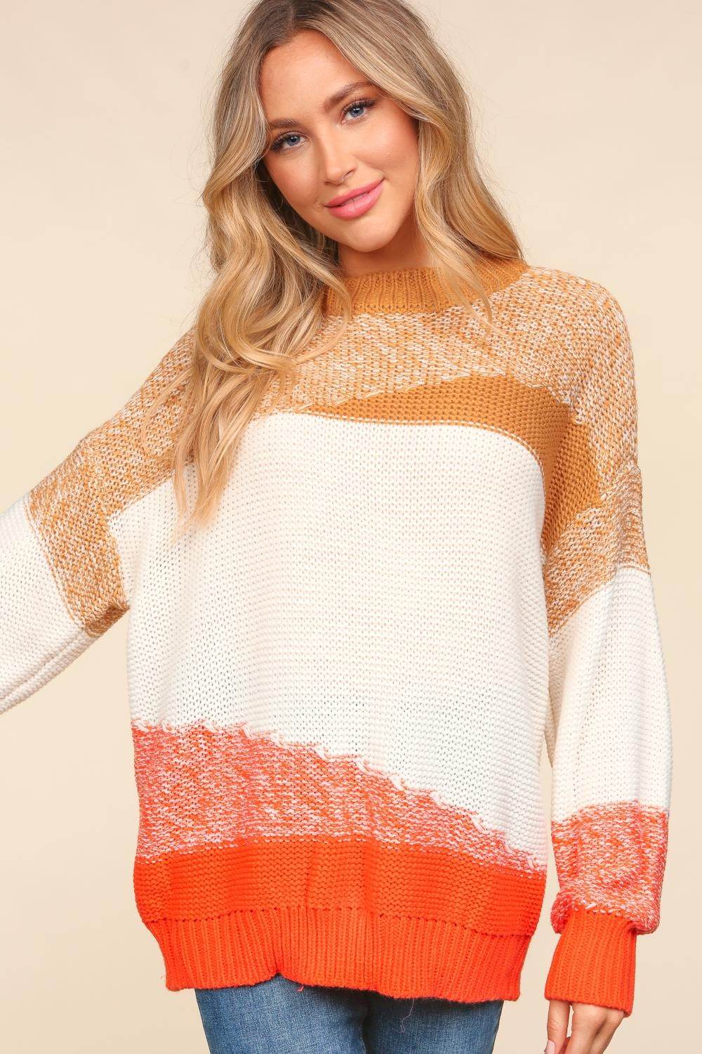 Haptics Color Block Long Sleeve Sweater - Delanoir