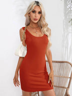 Scoop Neck Sleeveless Bodycon Dress - Delanoir