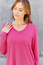 Basic Bae Full Size V-Neck Long Sleeve Top - Delanoir