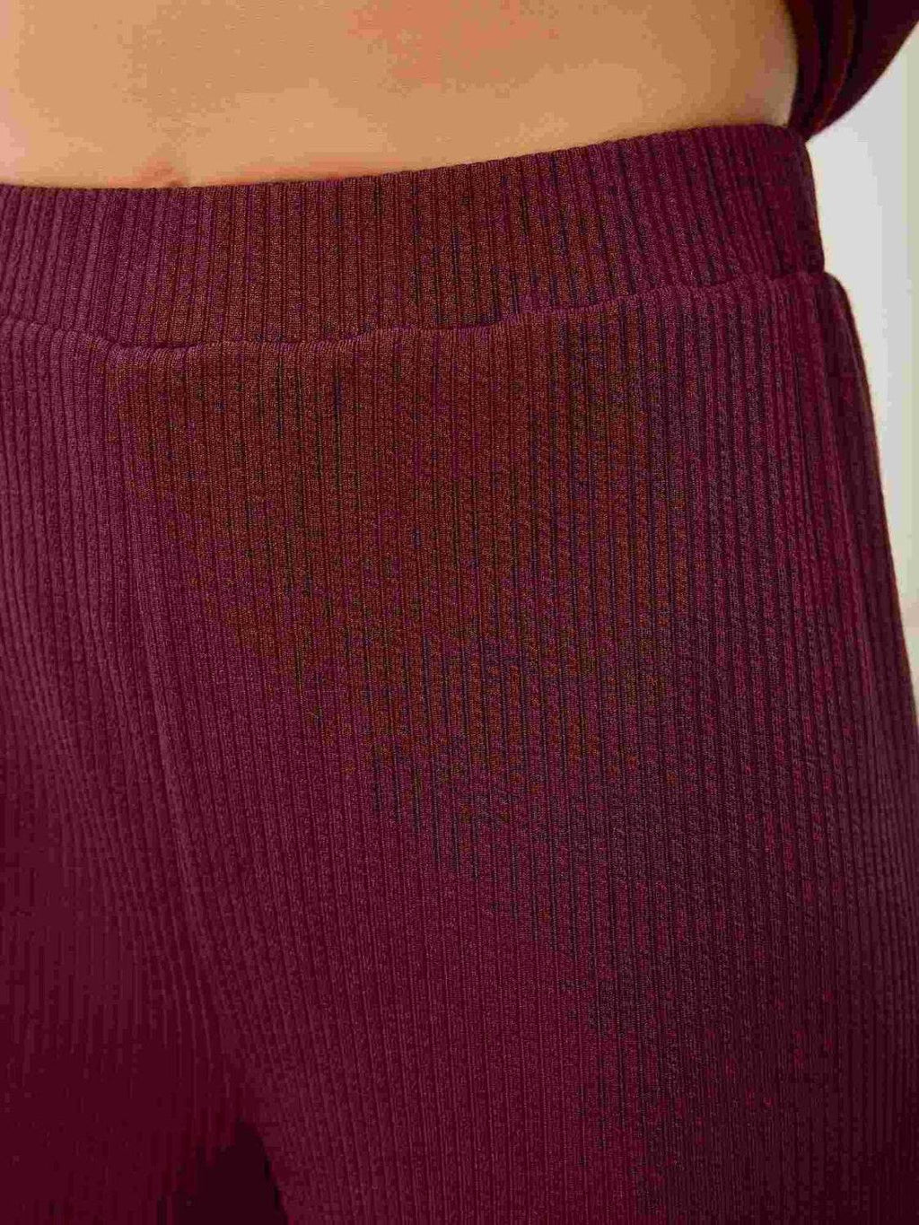 V-Neck Long Sleeve Top and Wide Leg Pants Set - Delanoir