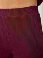 V-Neck Long Sleeve Top and Wide Leg Pants Set - Delanoir