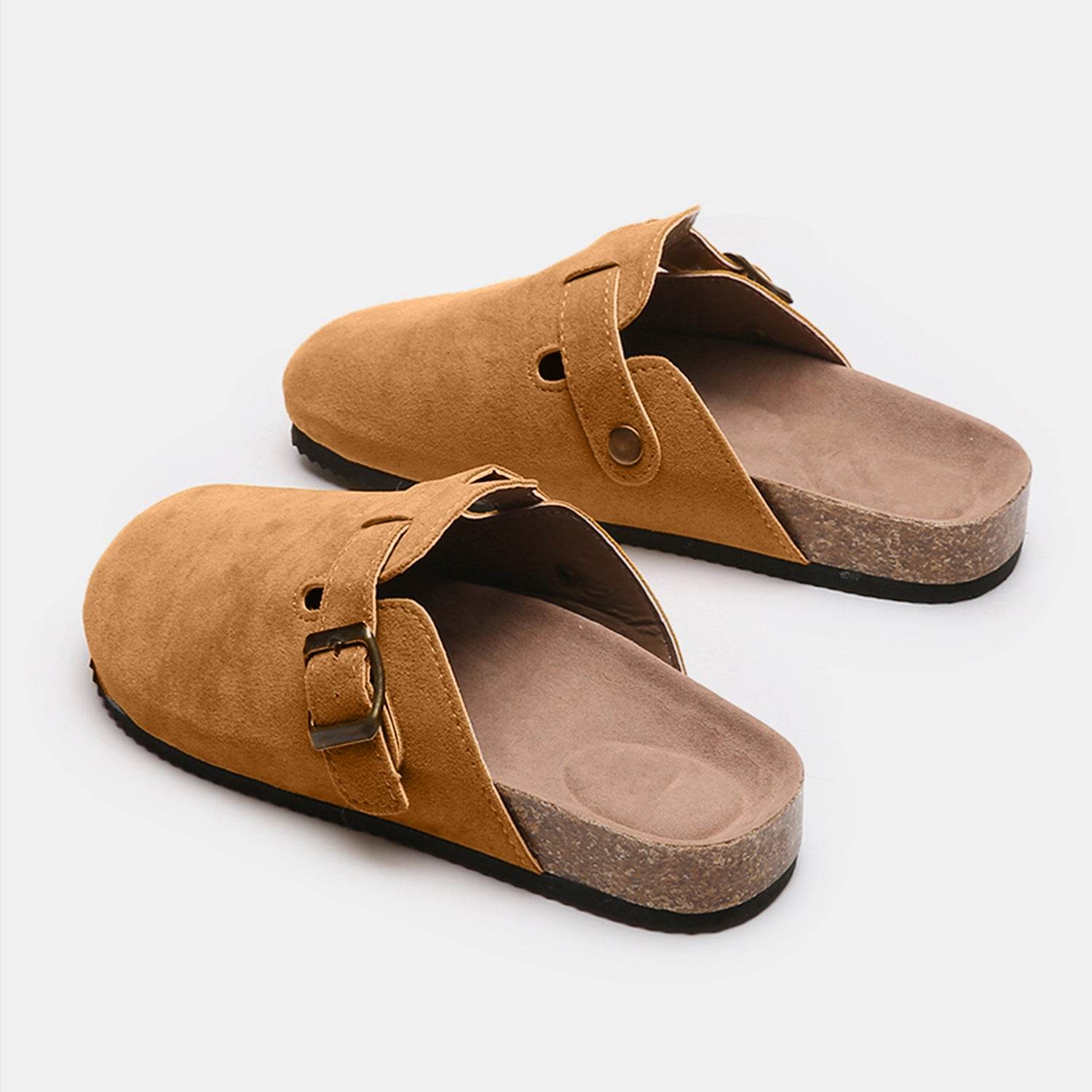 Suede Closed Toe Buckle Slide - Delanoir