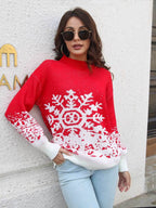 Snowflake Pattern Mock Neck Sweater - Delanoir