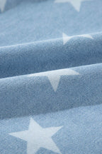 Raw Hem Star Collared Neck Denim Top - Delanoir