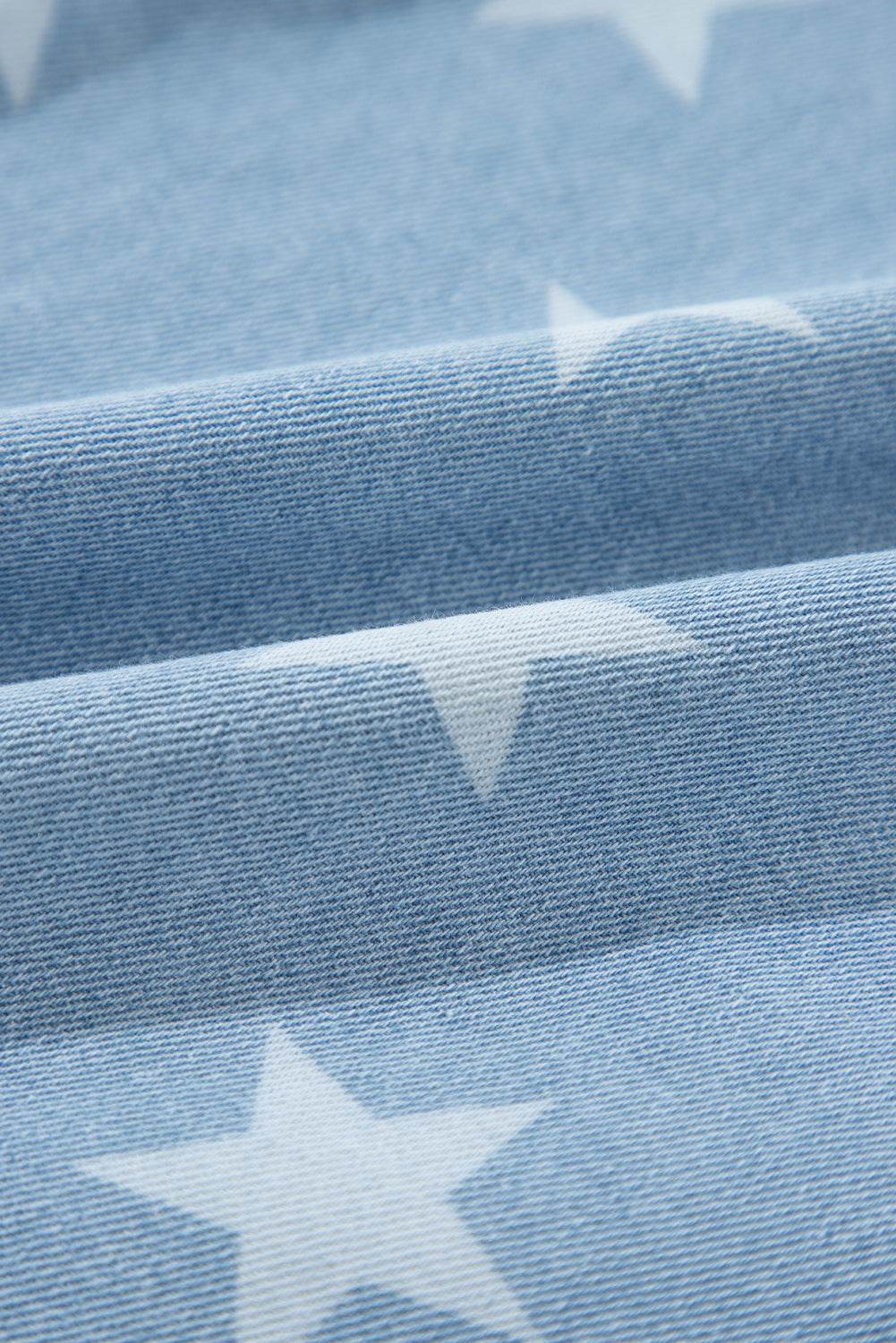 Raw Hem Star Collared Neck Denim Top - Delanoir