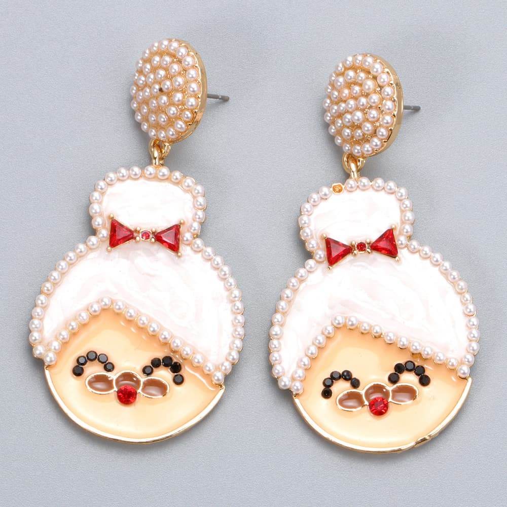 Rhinestone Alloy Mrs. Claus Earrings - Delanoir
