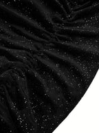 Glitter Ruched Cowl Neck Wrap Dress - Delanoir