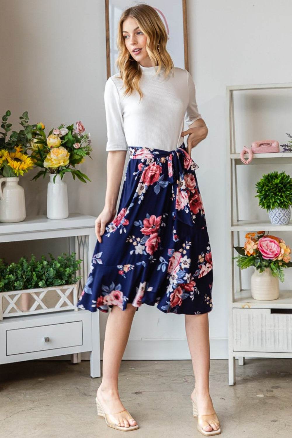 Reborn J Floral Wrap Ruffled Skirt - Delanoir