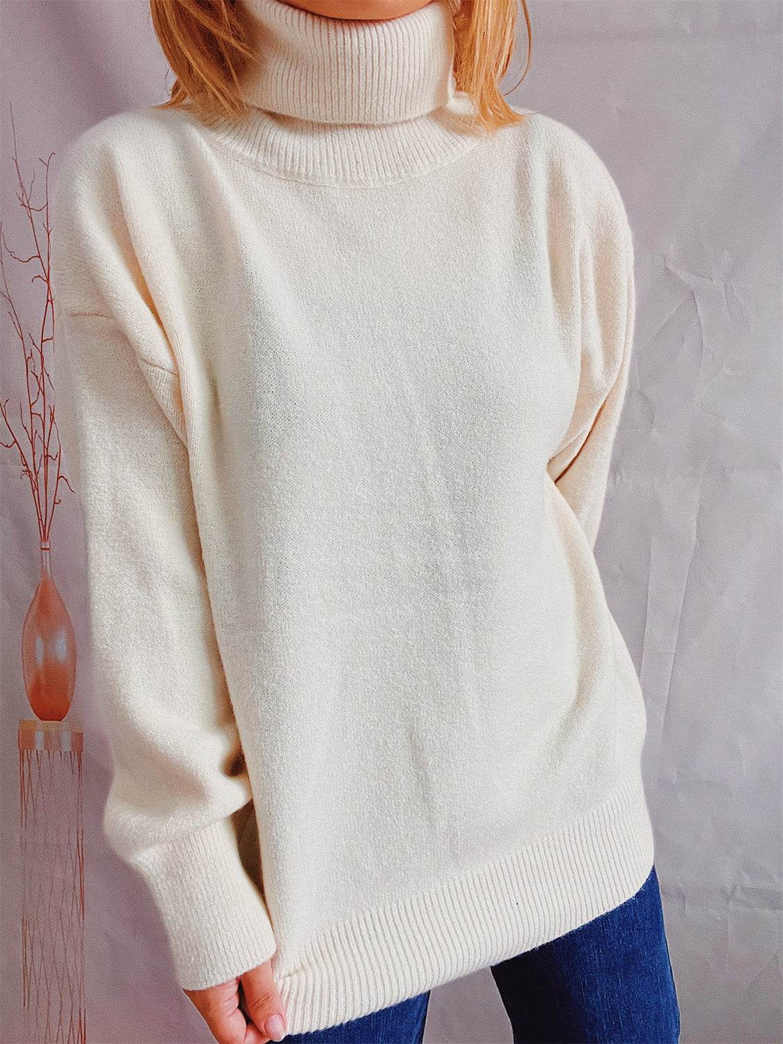 Turtleneck Long Sleeve Sweater - Delanoir