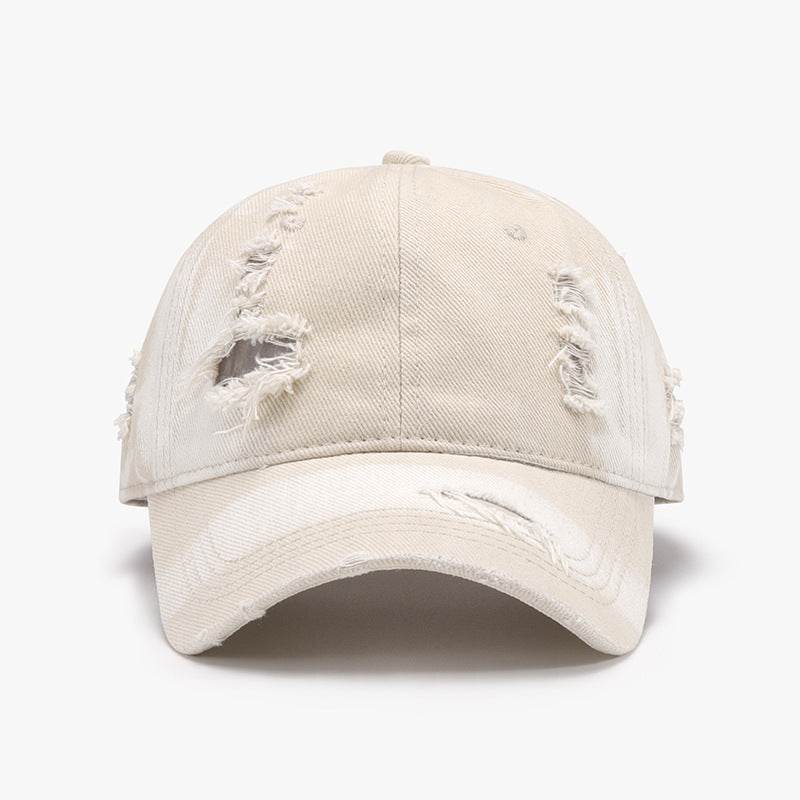 Distressed Adjustable Cotton Baseball Cap - Delanoir