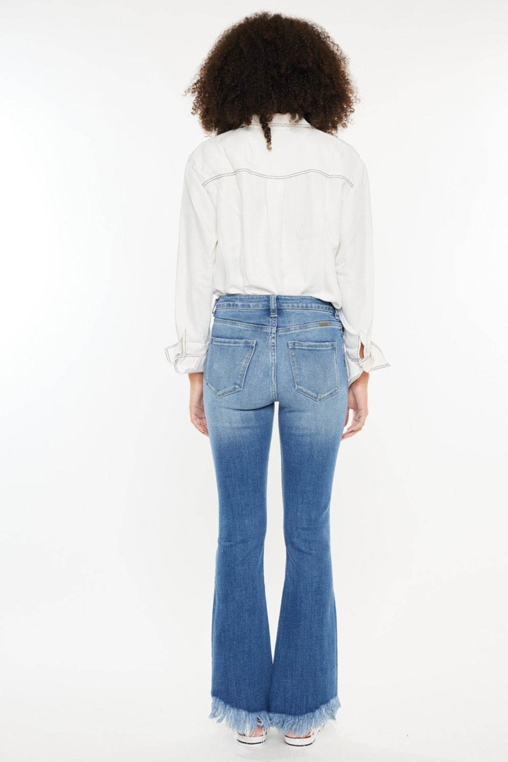 Kancan High Rise Frayed Hem Jeans - Delanoir