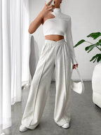 Elastic Waist Wide Leg Pants - Delanoir