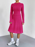 Rib-Knit Sweater and Skirt Set - Delanoir