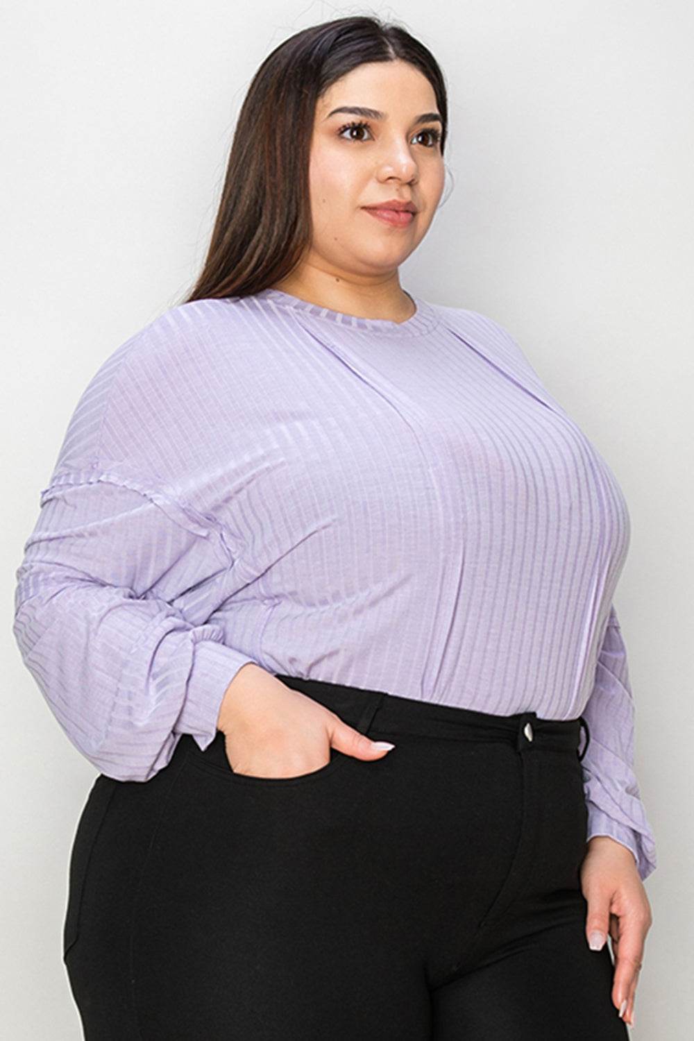 Basic Bae Full Size Ribbed Round Neck Long Sleeve T-Shirt - Delanoir