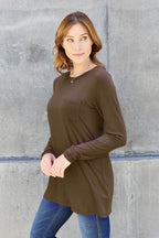 Basic Bae Full Size Round Neck Long Sleeve Top - Delanoir