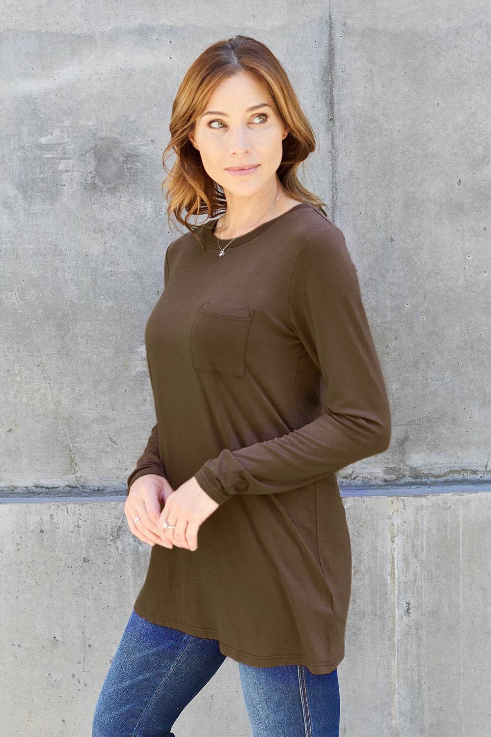 Basic Bae Full Size Round Neck Long Sleeve Top - Delanoir