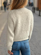 Cutout Knot Button Long Sleeve Cardigan - Delanoir