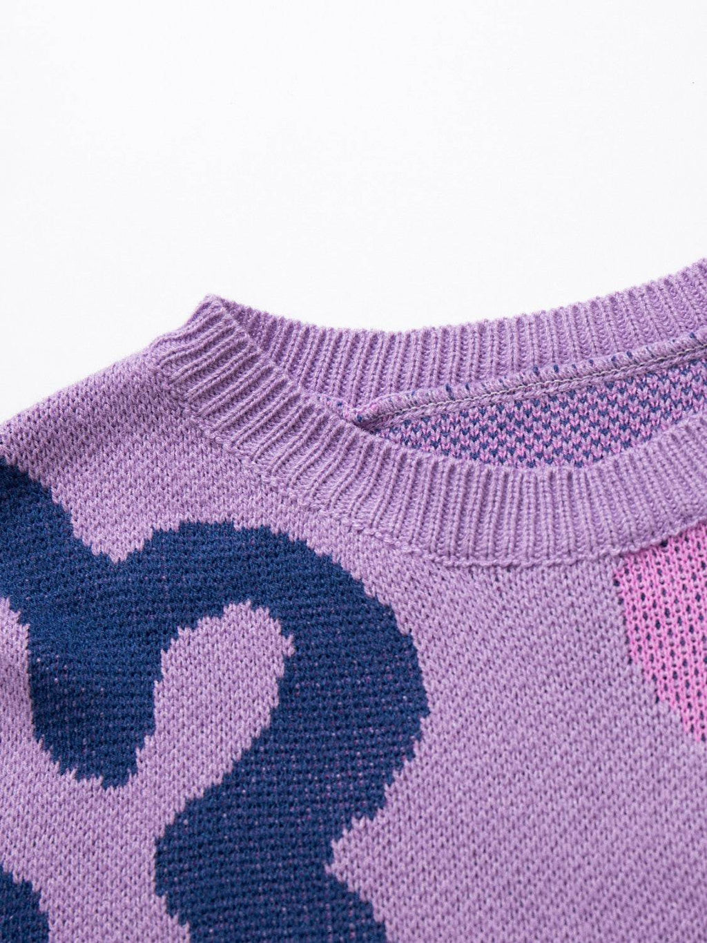 Flower Pattern Round Neck Long Sleeve Sweater - Delanoir