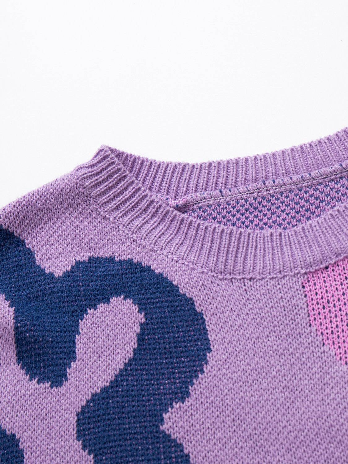 Flower Pattern Round Neck Long Sleeve Sweater - Delanoir