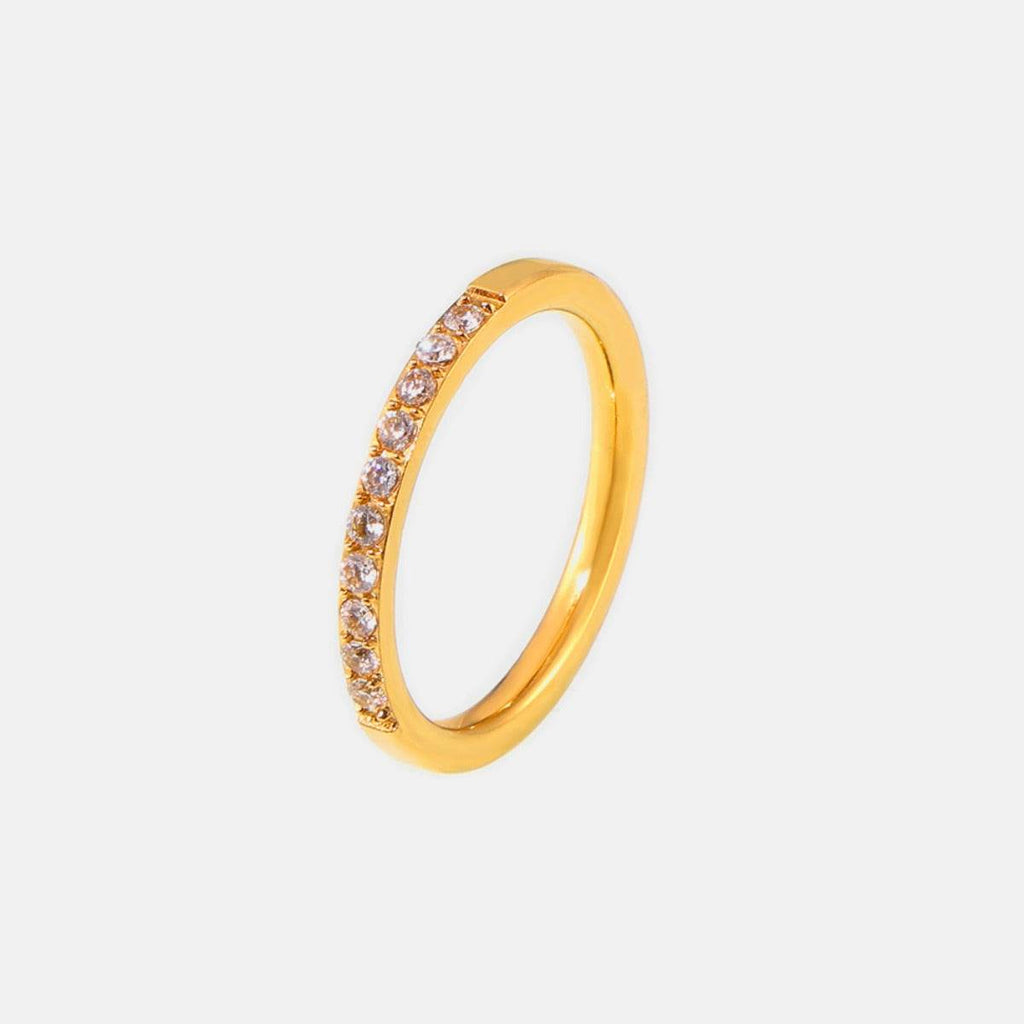 Titanium Steel Inlaid Zircon Ring - Delanoir