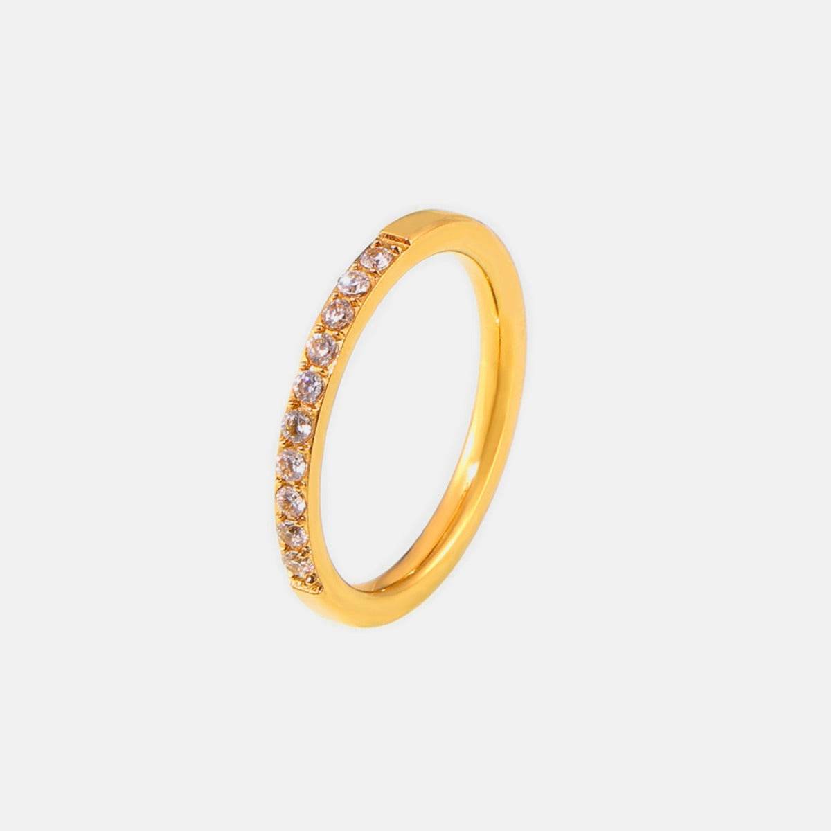 Titanium Steel Inlaid Zircon Ring - Delanoir