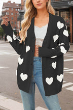 Heart Button Down Long Sleeve Cardigan - Delanoir