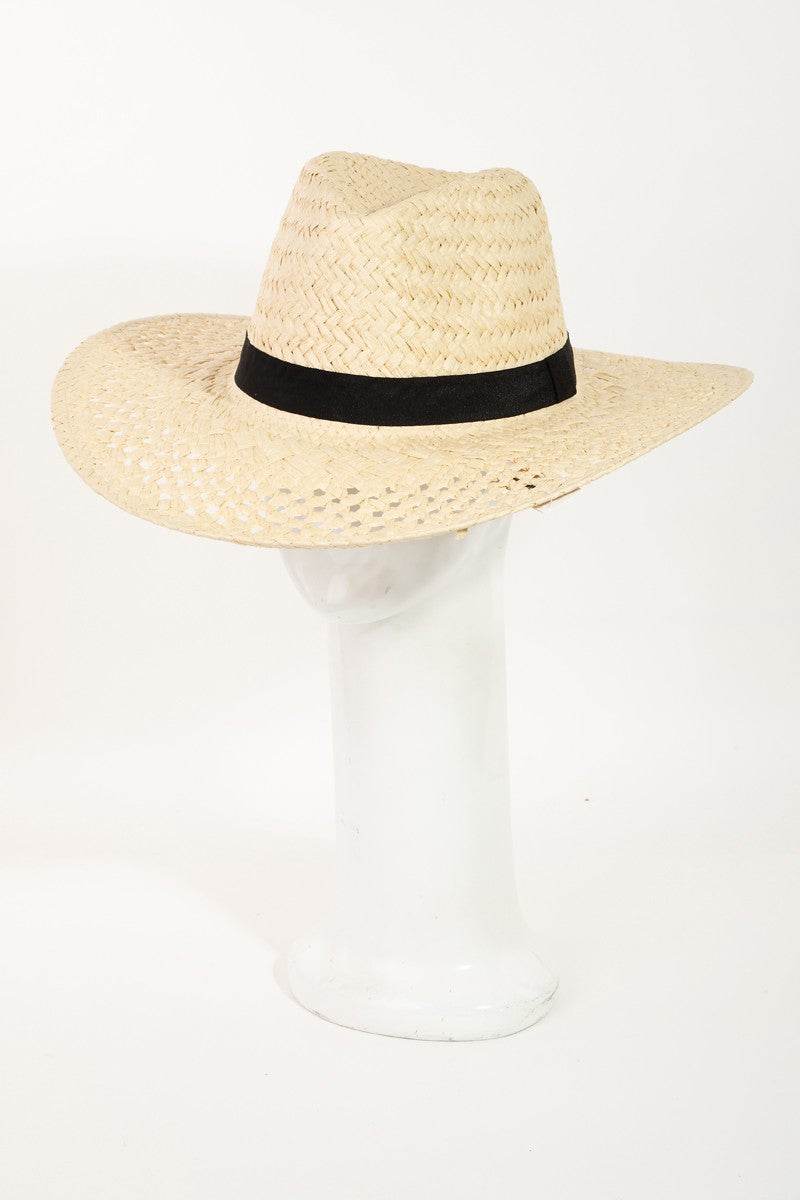 Fame Basket Weave Straw Sun Hat - Delanoir