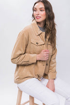 Love Tree Corduroy Button Up Jacket with Sherpa Inside - Delanoir